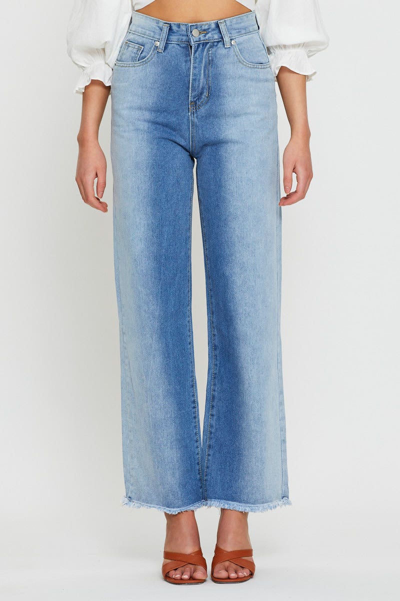 Blue Two Tone Colourblock Denim Jean - Image 2