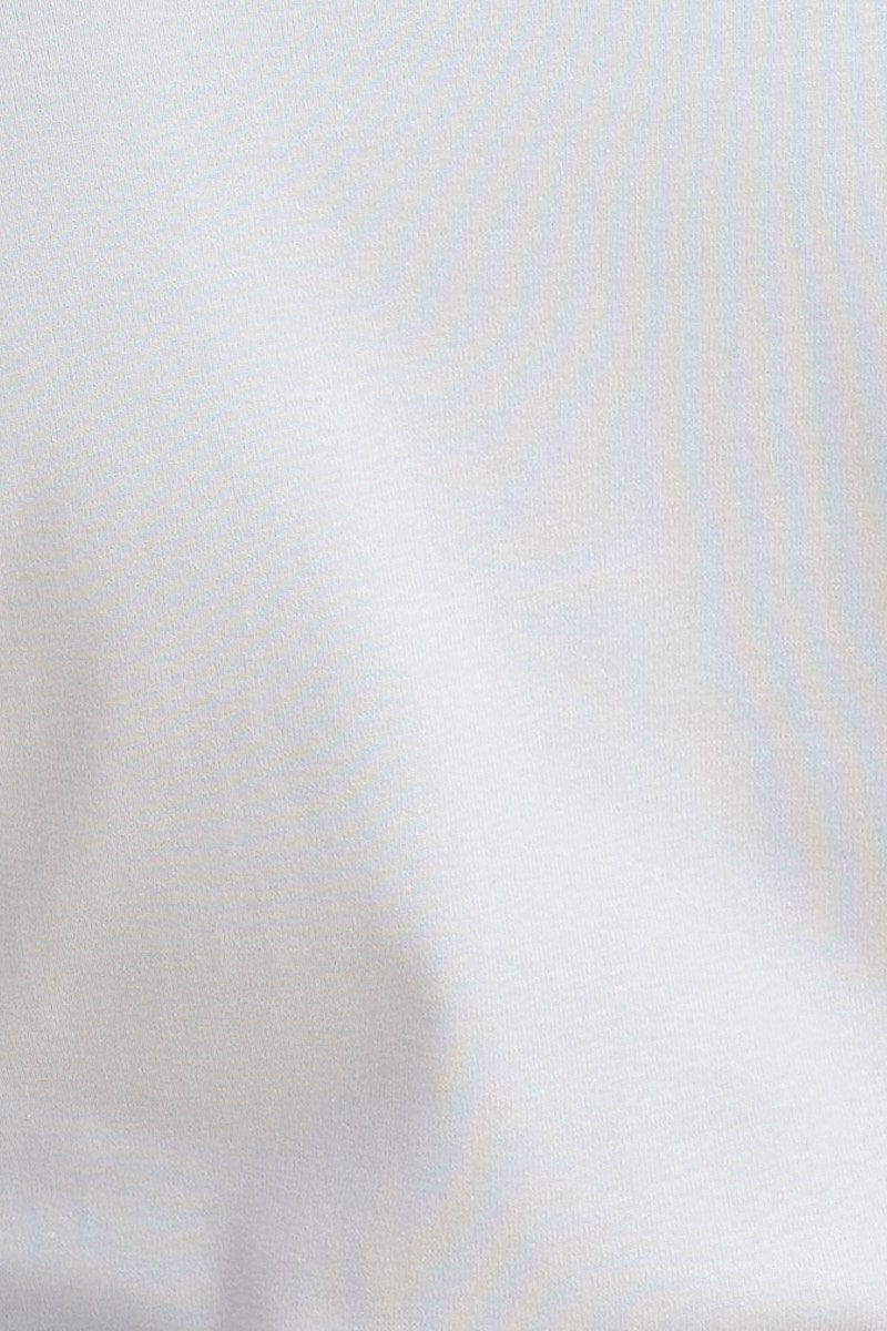 Blue V Neck Top Long Sleeve Cotton Stretch - Image 6