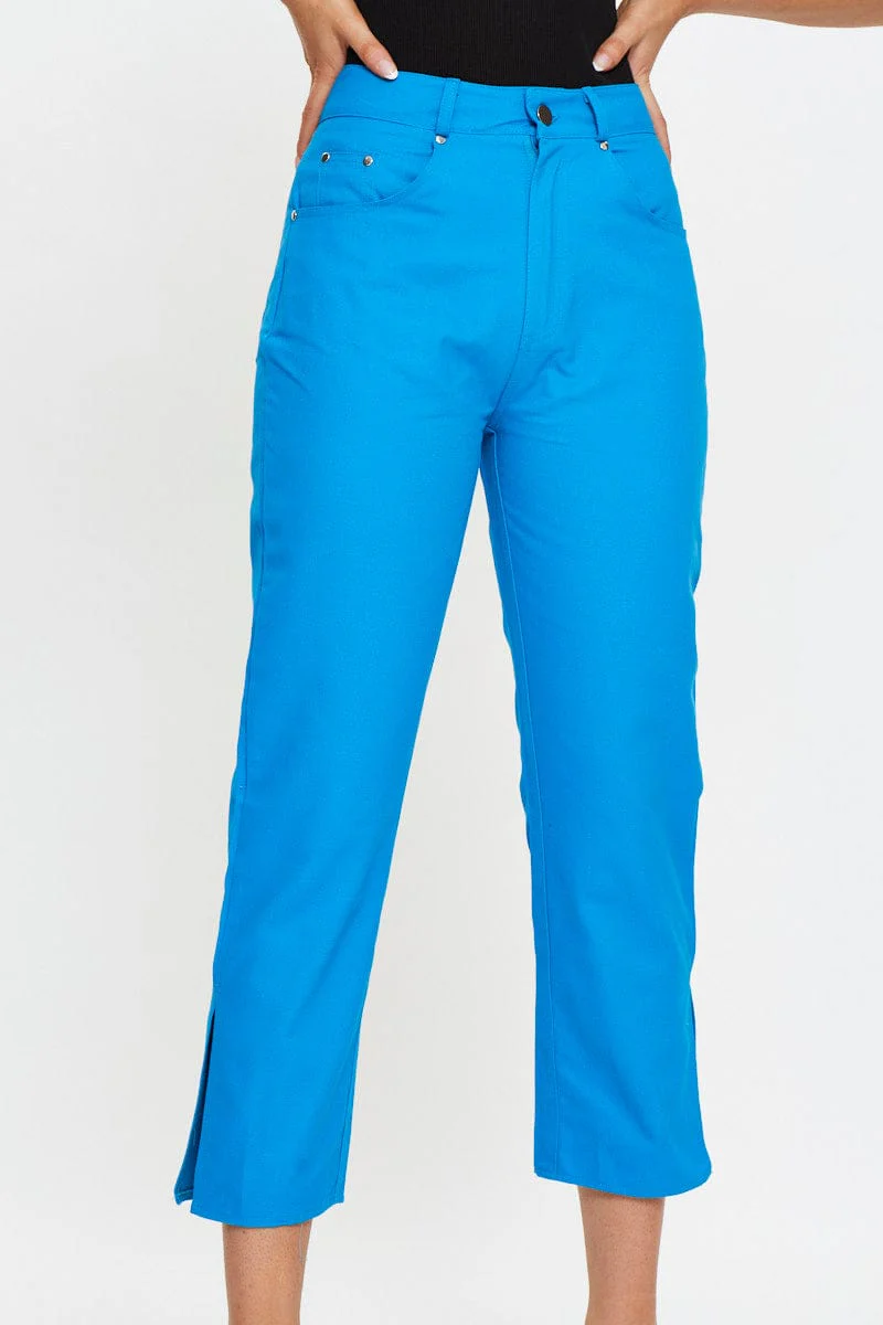 Blue Wide Leg Side Split Jeans - Image 2