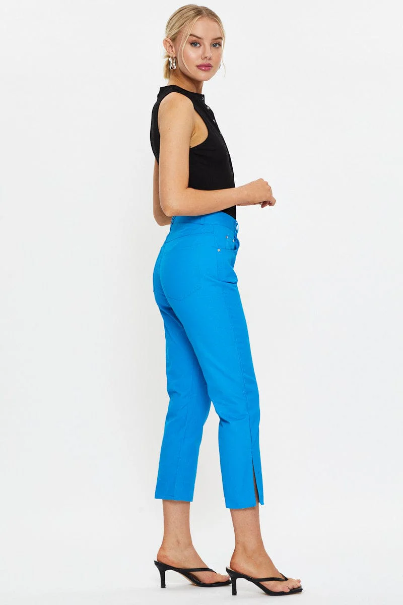Blue Wide Leg Side Split Jeans - Image 4