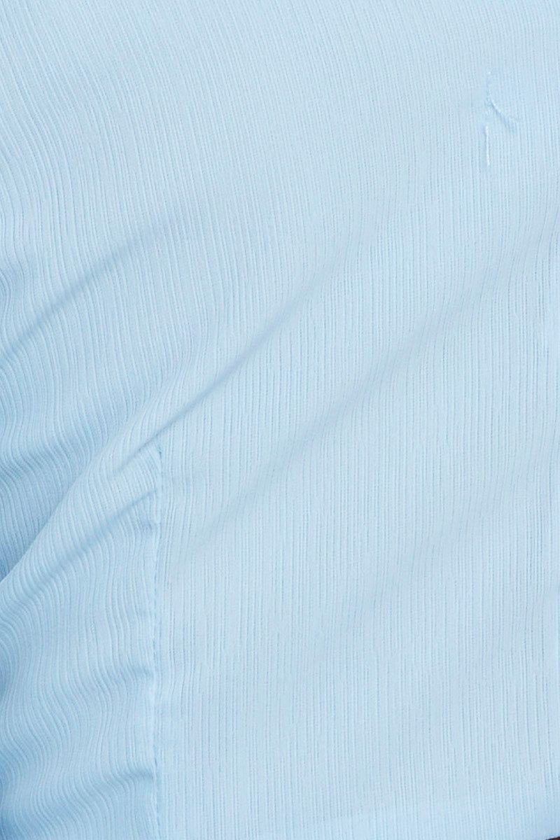 Blue Wrap Top Off Shoulder Crop - Image 6