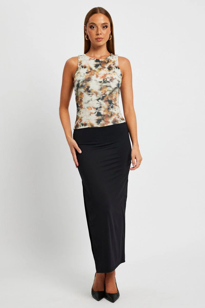 Brown Abstract Supersoft Tank Sleeveless - Image 2