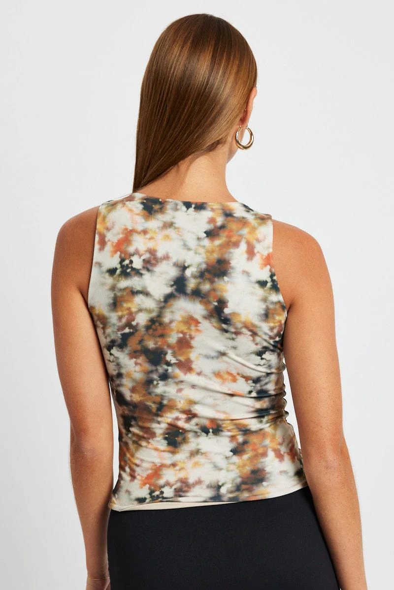 Brown Abstract Supersoft Tank Sleeveless - Image 5