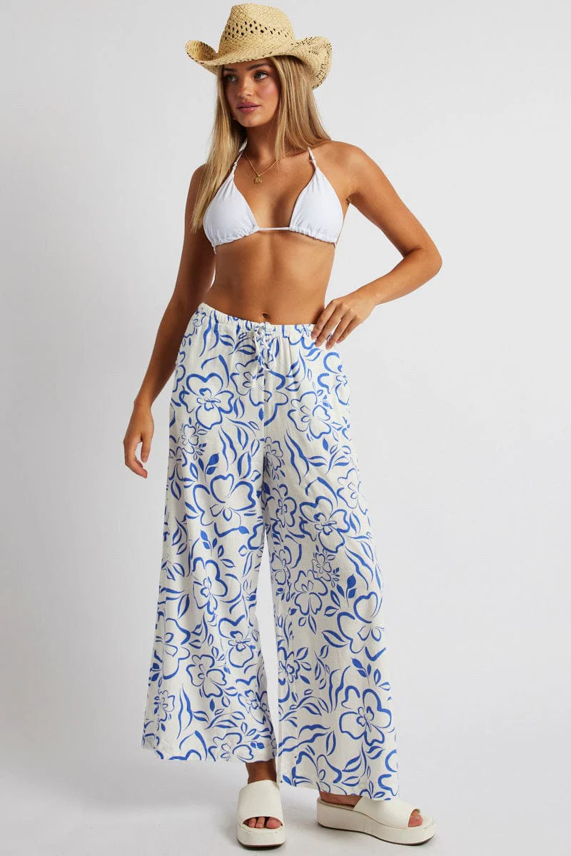 Brown Abstract Wide Leg Pants High Rise - Image 2