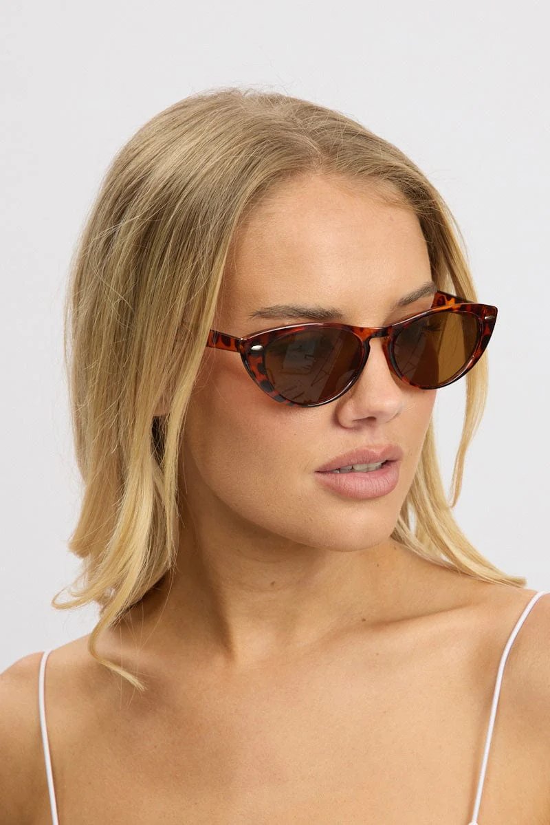 Brown Animal Print Cat Eye Sunglasses