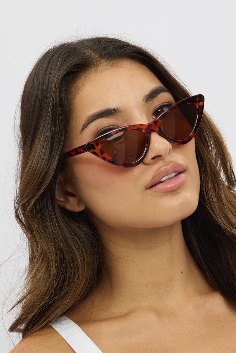 Brown Animal Print Cat Eye Sunglasses