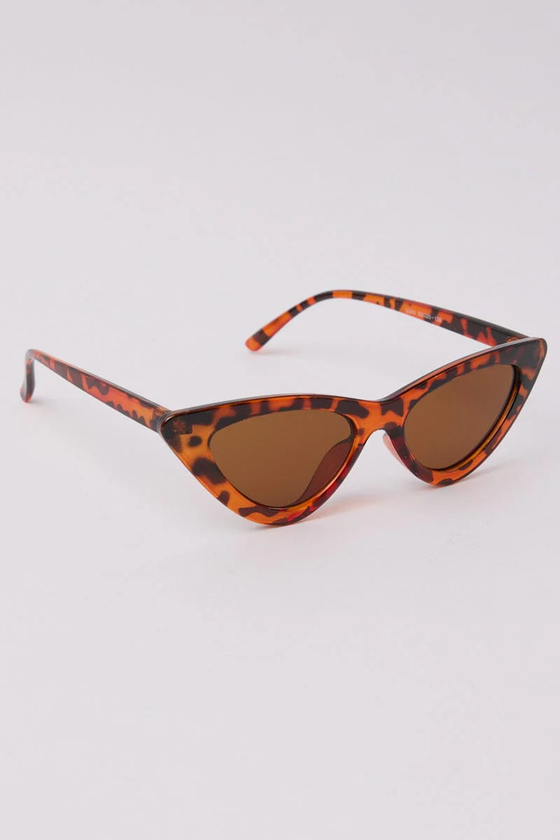 Brown Animal Print Cat Eye Sunglasses - Image 3
