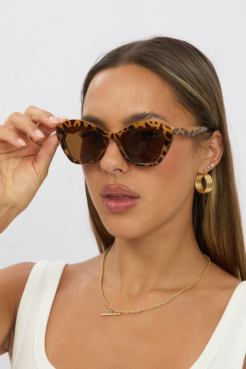 Brown Animal Print Fashion Sunglasses