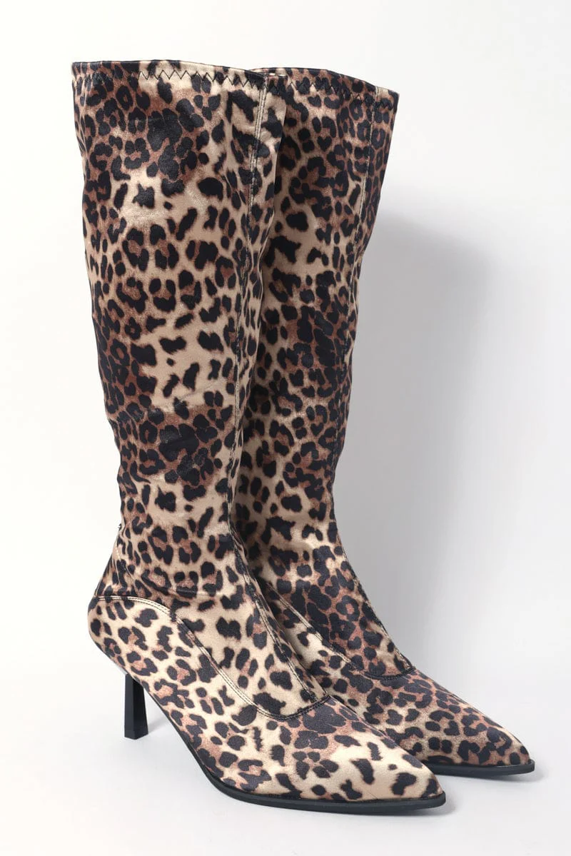 Brown Animal Print Leopard Print Boots