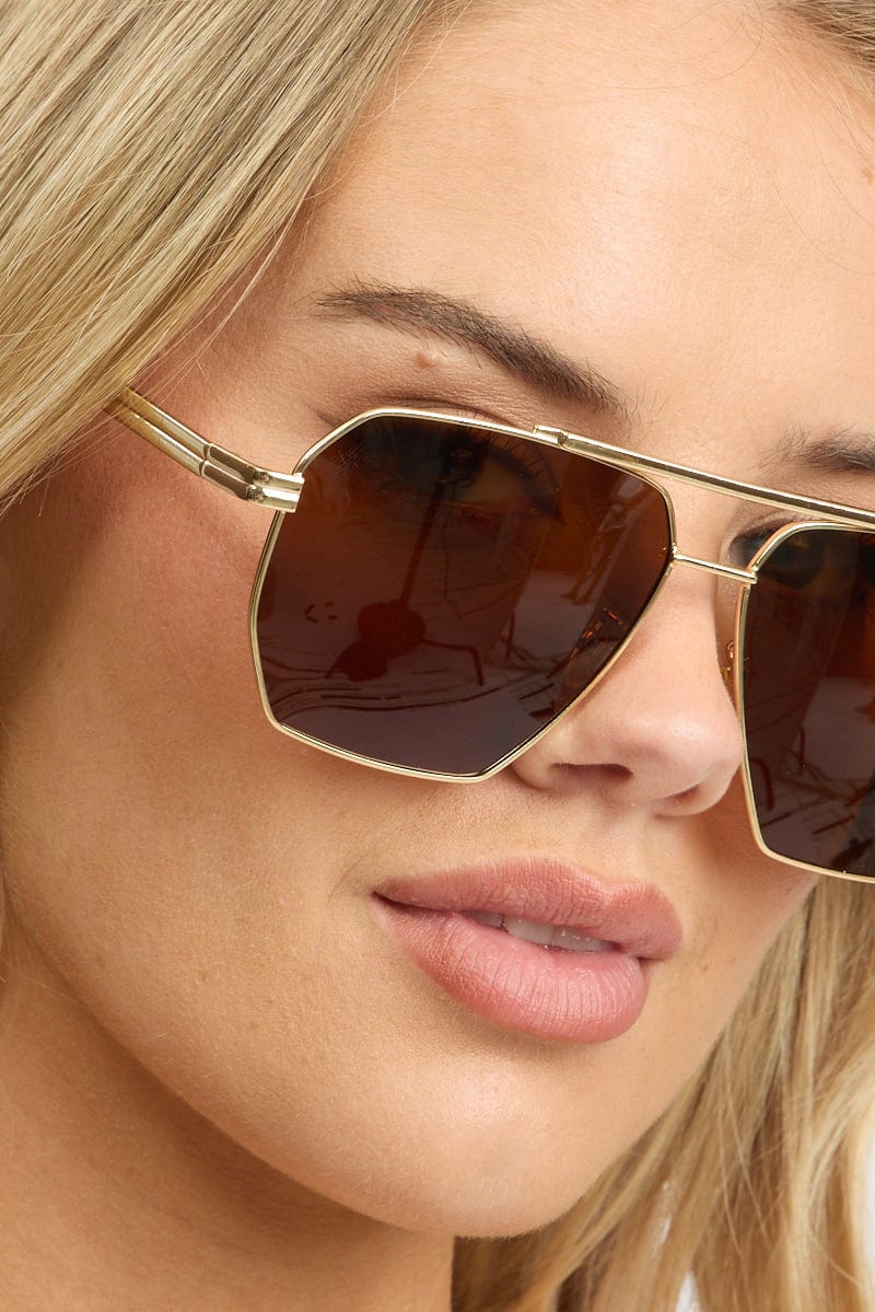 Brown Aviator Sunglasses - Image 2