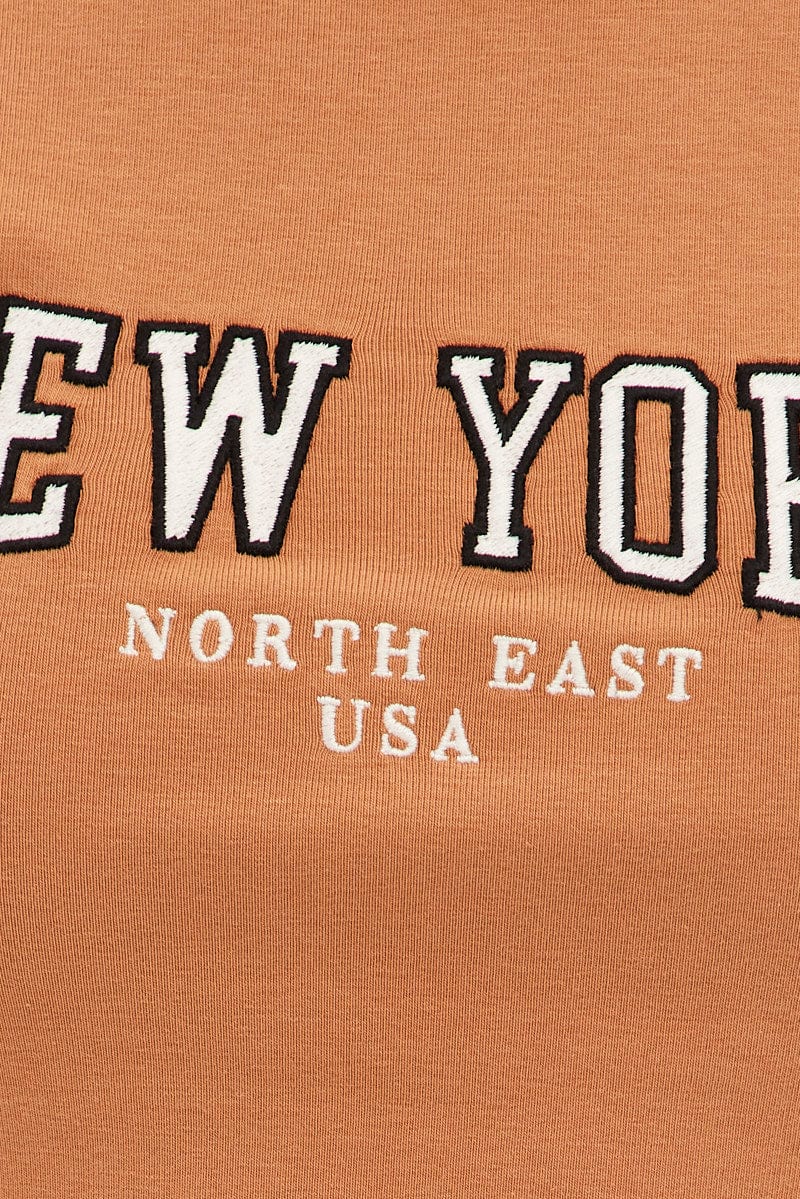 Brown Baby Tee Short Sleeve Crop Round Neck - Image 6