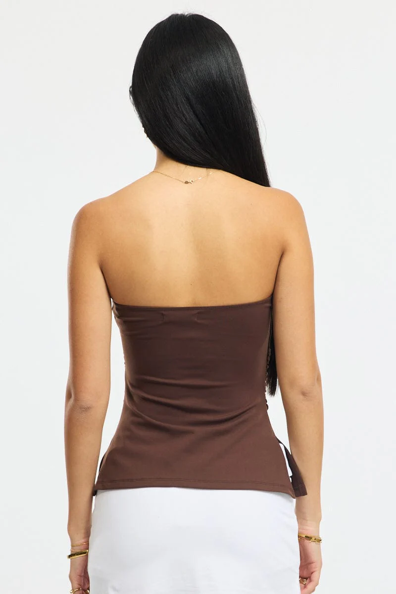 Brown Bandeau Top Side Split - Image 4