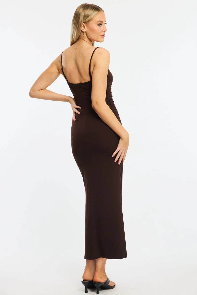 Brown Bodycon Dress Maxi - Image 4