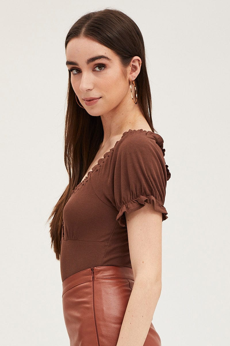 Brown Bodysuit Short Sleeve - Image 5
