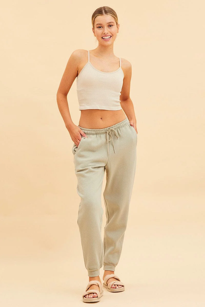 Brown Bone Seamless Singlet Top Scoop Neck Rib Crop - Image 3