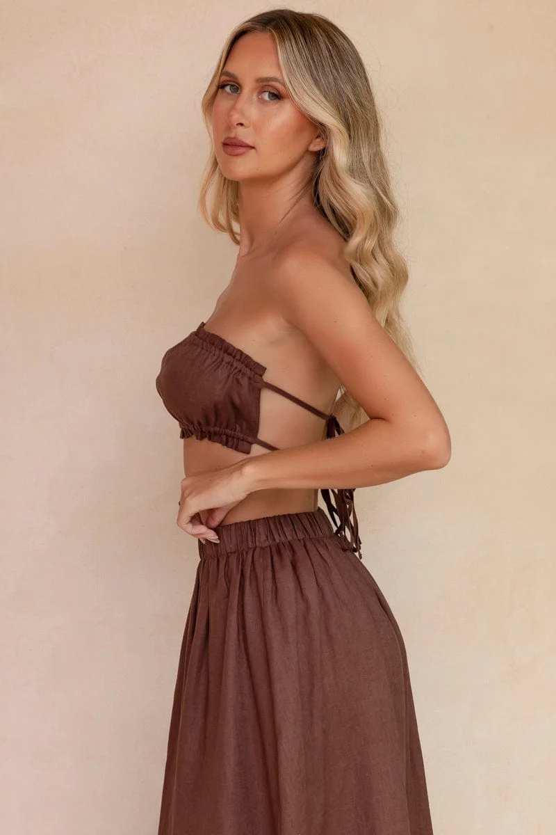 Brown Boobtube Sleeveless Crop - Image 4