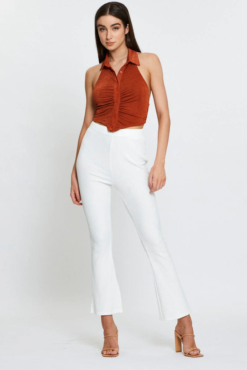 Brown Button Front Top Sleeveless - Image 2