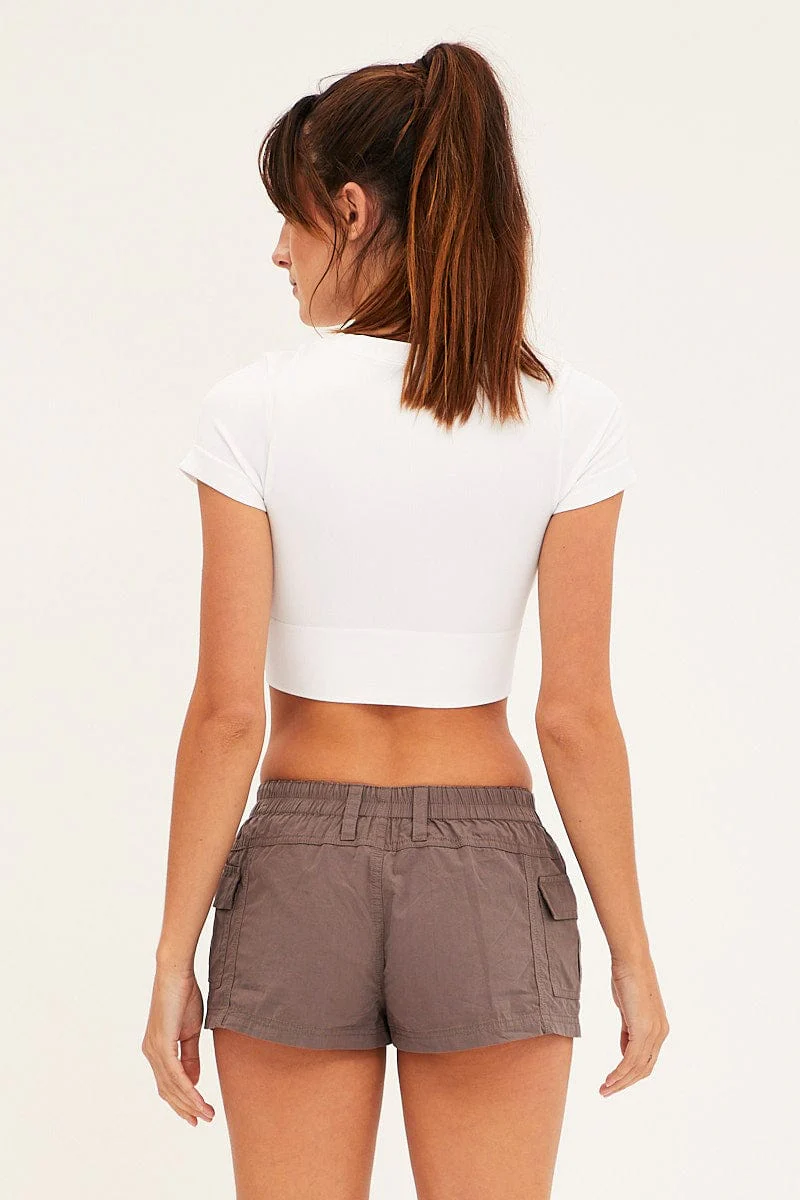 Brown Cargo Shorts Low Rise - Image 5