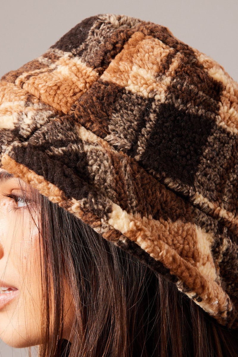 Brown Check Bucket Hat - Image 2