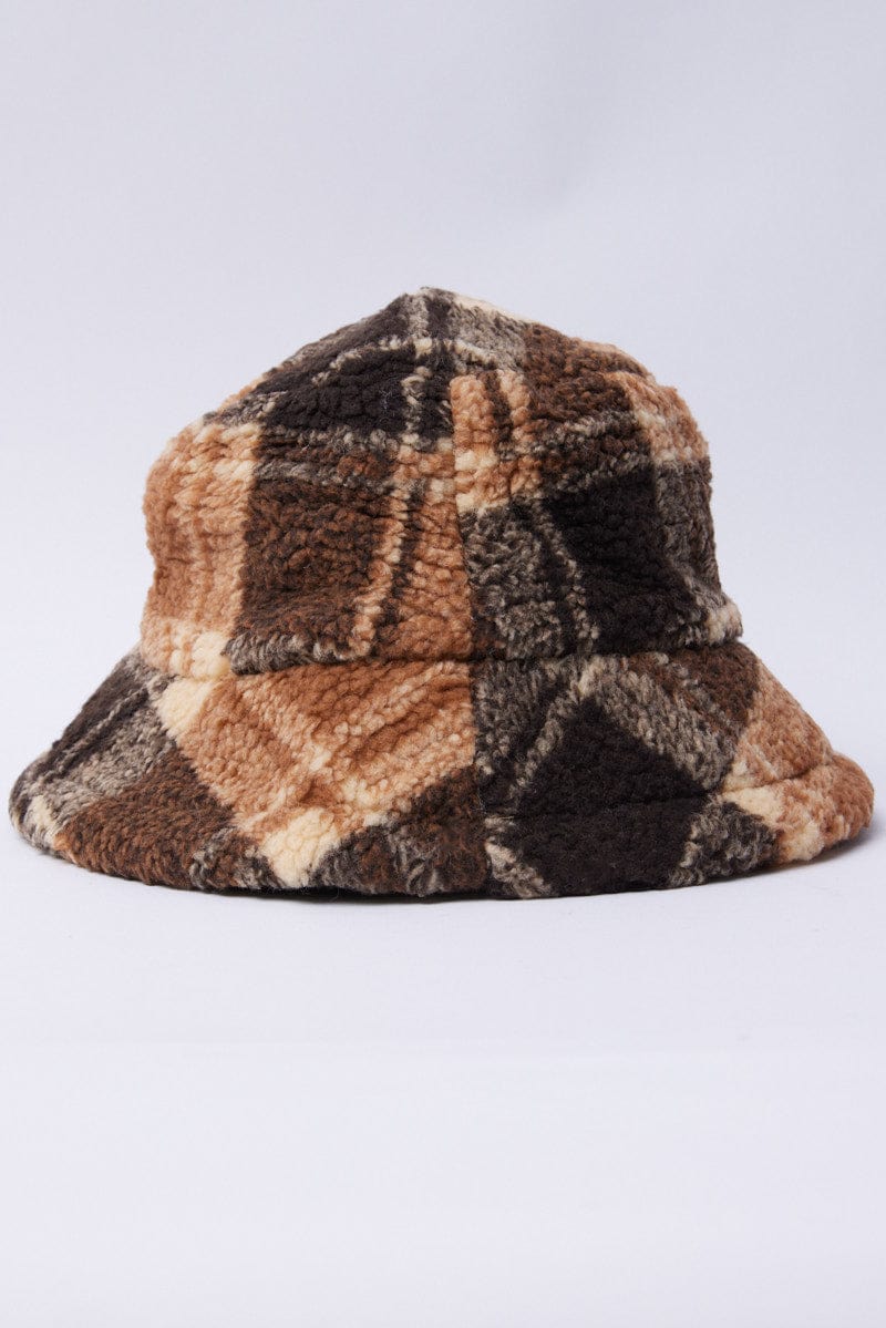 Brown Check Bucket Hat - Image 3