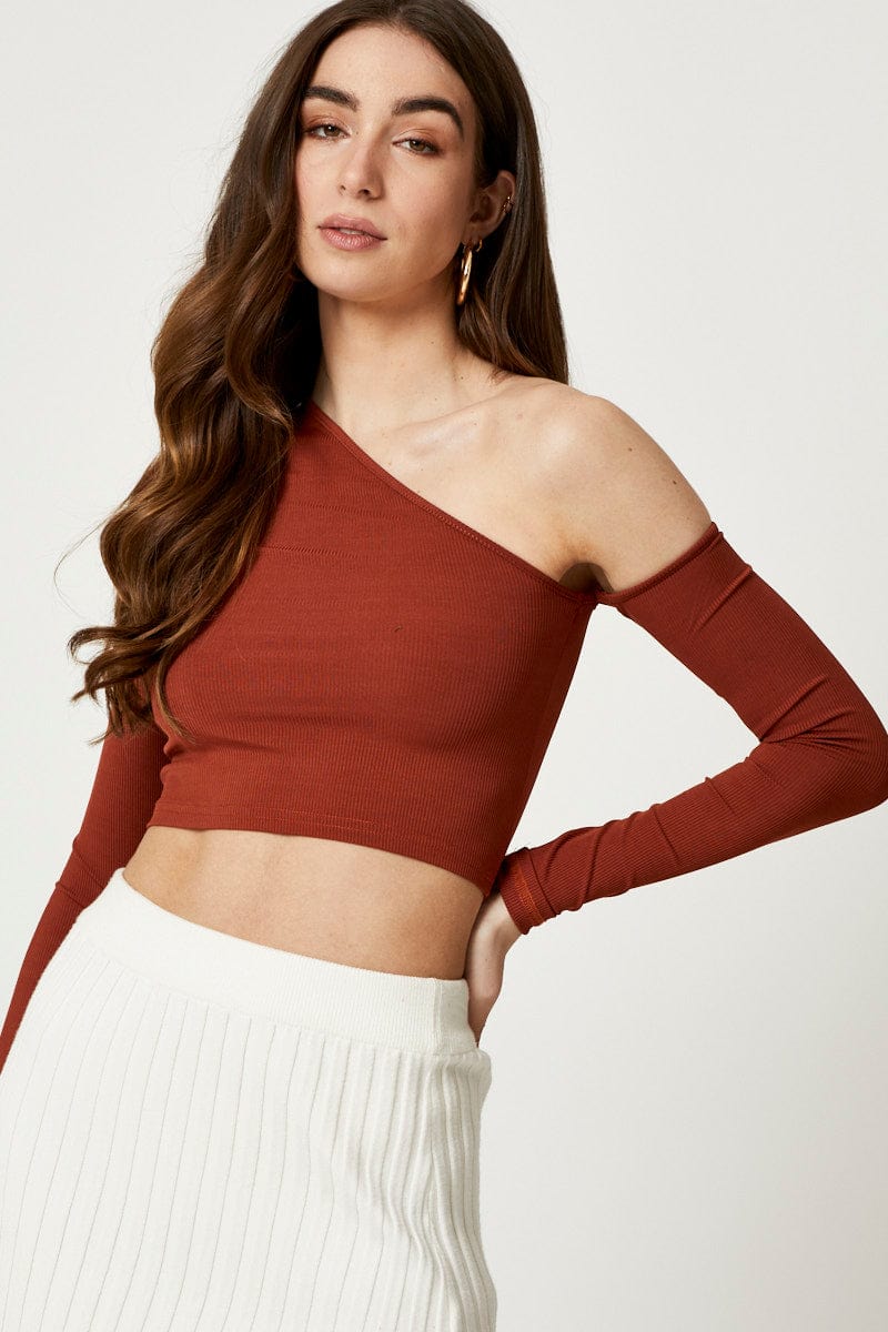 Brown Cold Shoulder Top - Image 5