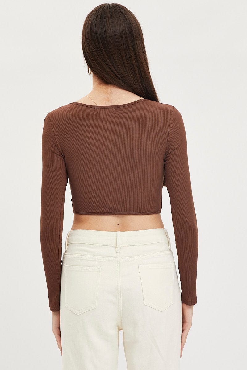 Brown Corset Top Long Sleeve - Image 5