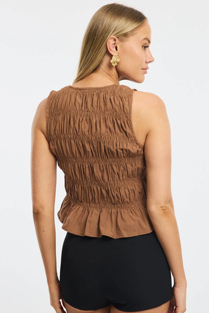 Brown Creased Top Tie Up - Image 4