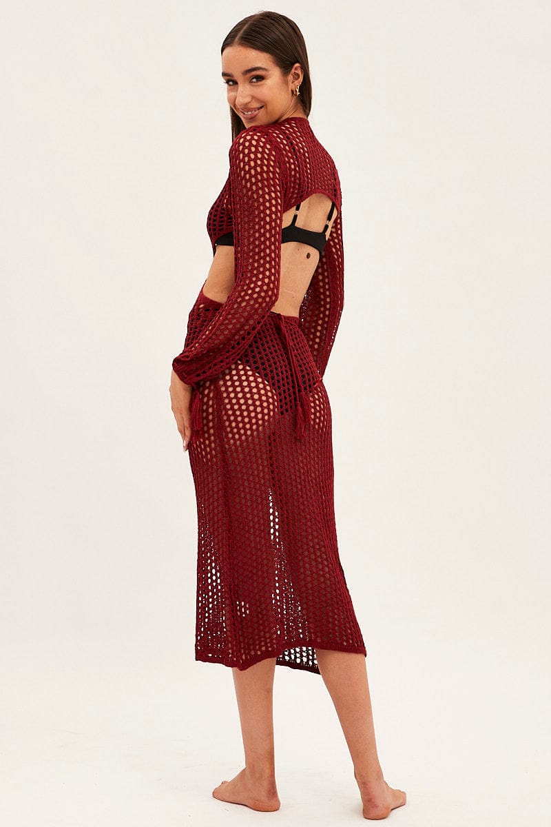 Brown Crochet Cutout Knit Dress - Image 5