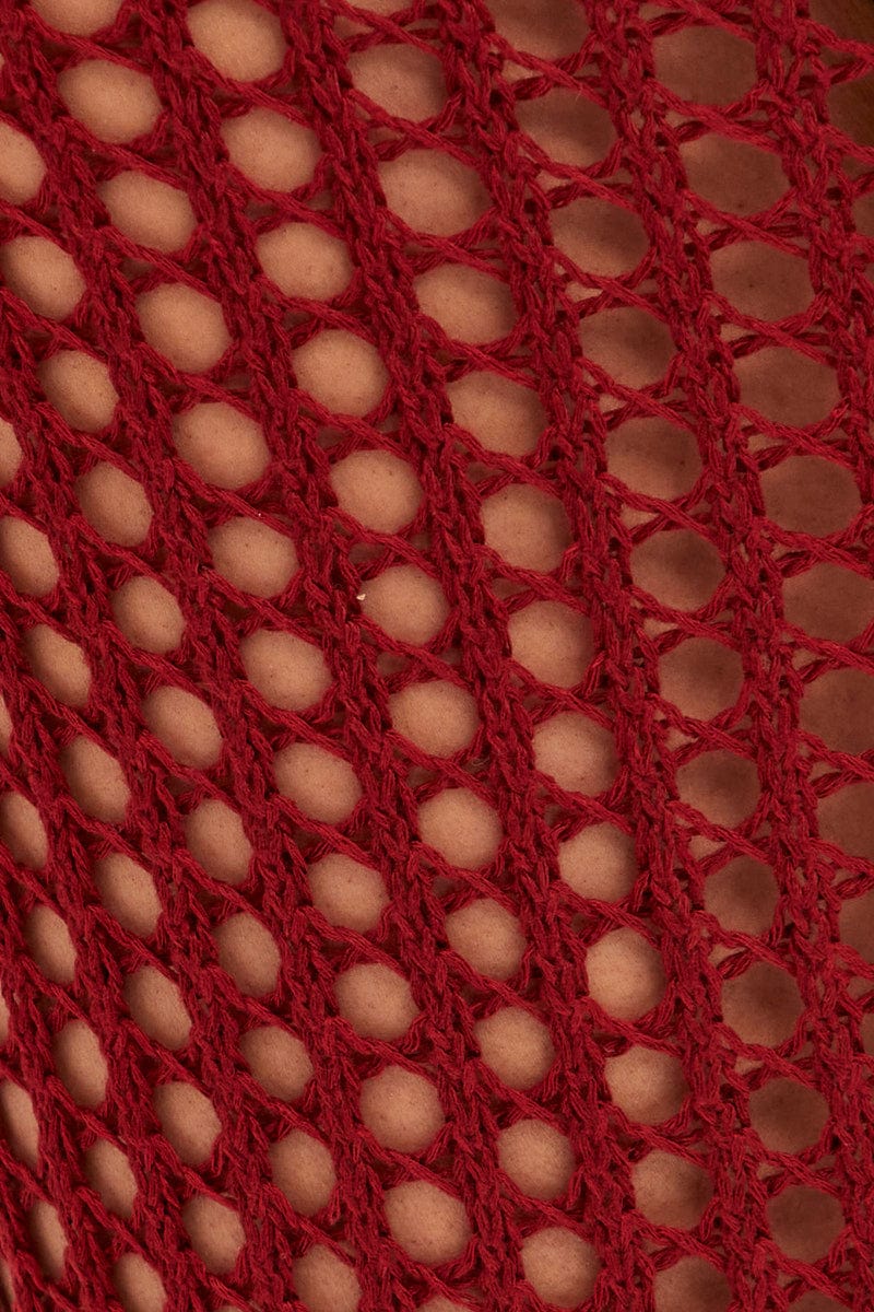 Brown Crochet Cutout Knit Dress - Image 6