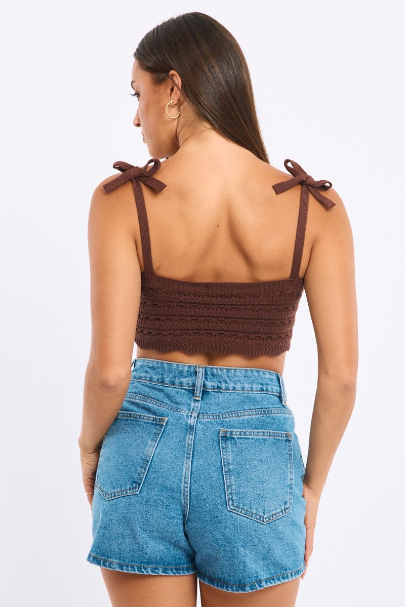 Brown Crop Knit Top - Image 4