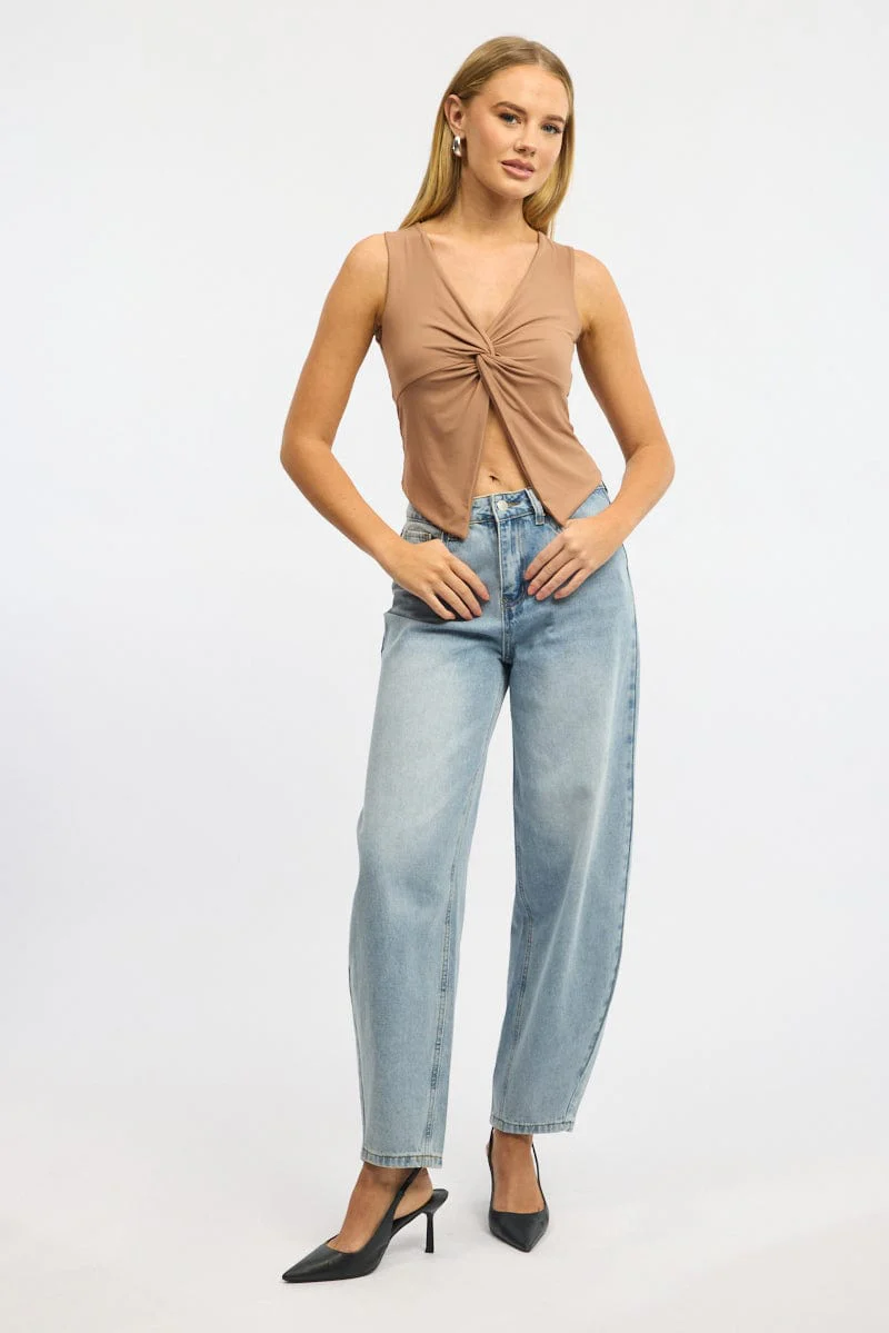 Brown Crossover Top Sleeveless - Image 2