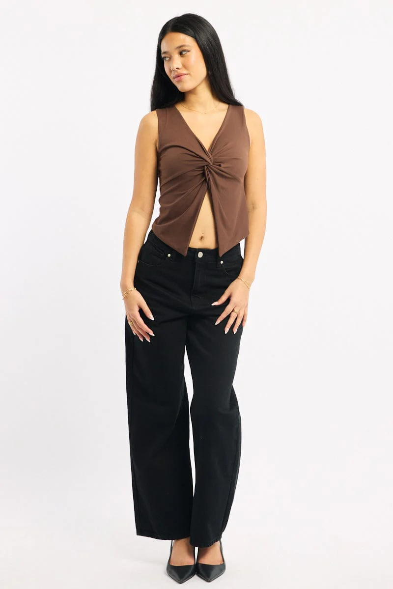 Brown Crossover Top Sleeveless - Image 2