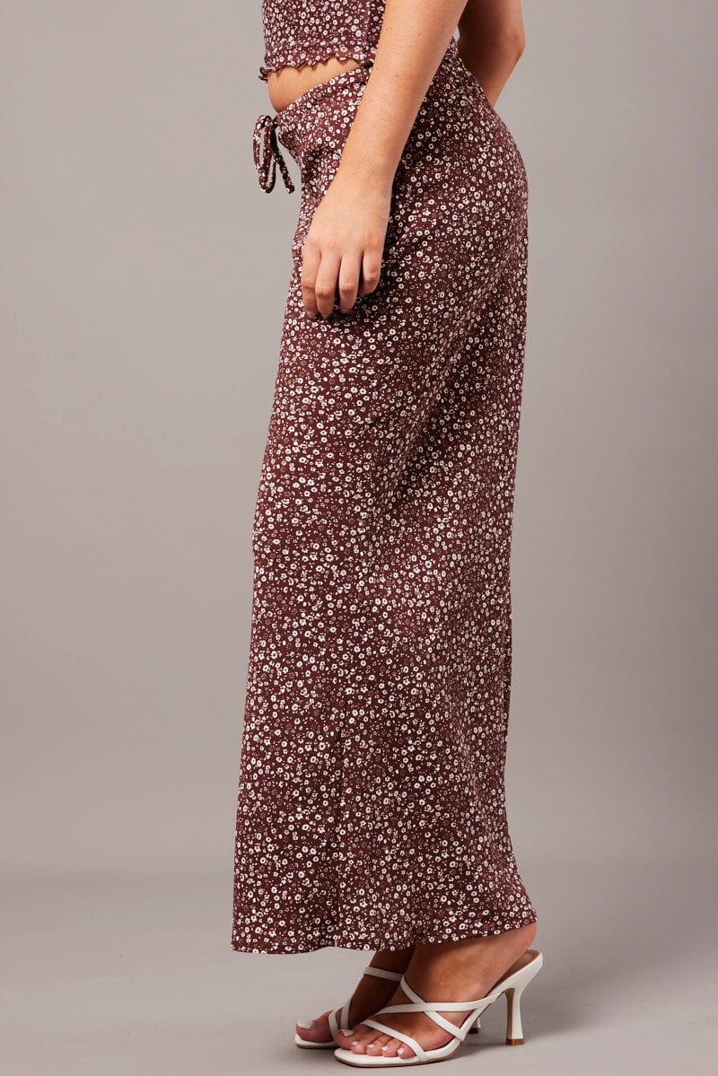 Brown Ditsy Slip Skirt Maxi - Image 4