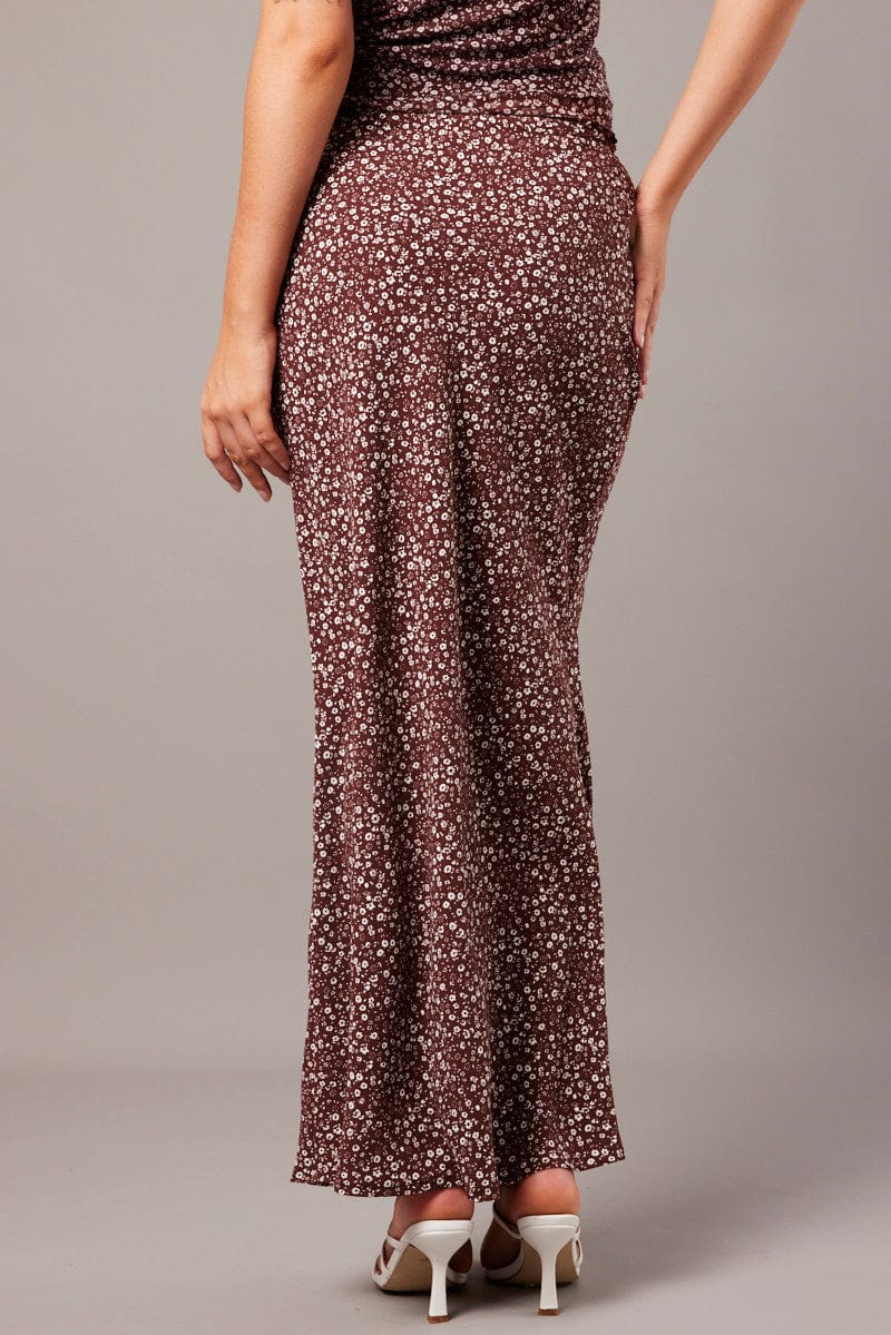 Brown Ditsy Slip Skirt Maxi - Image 5