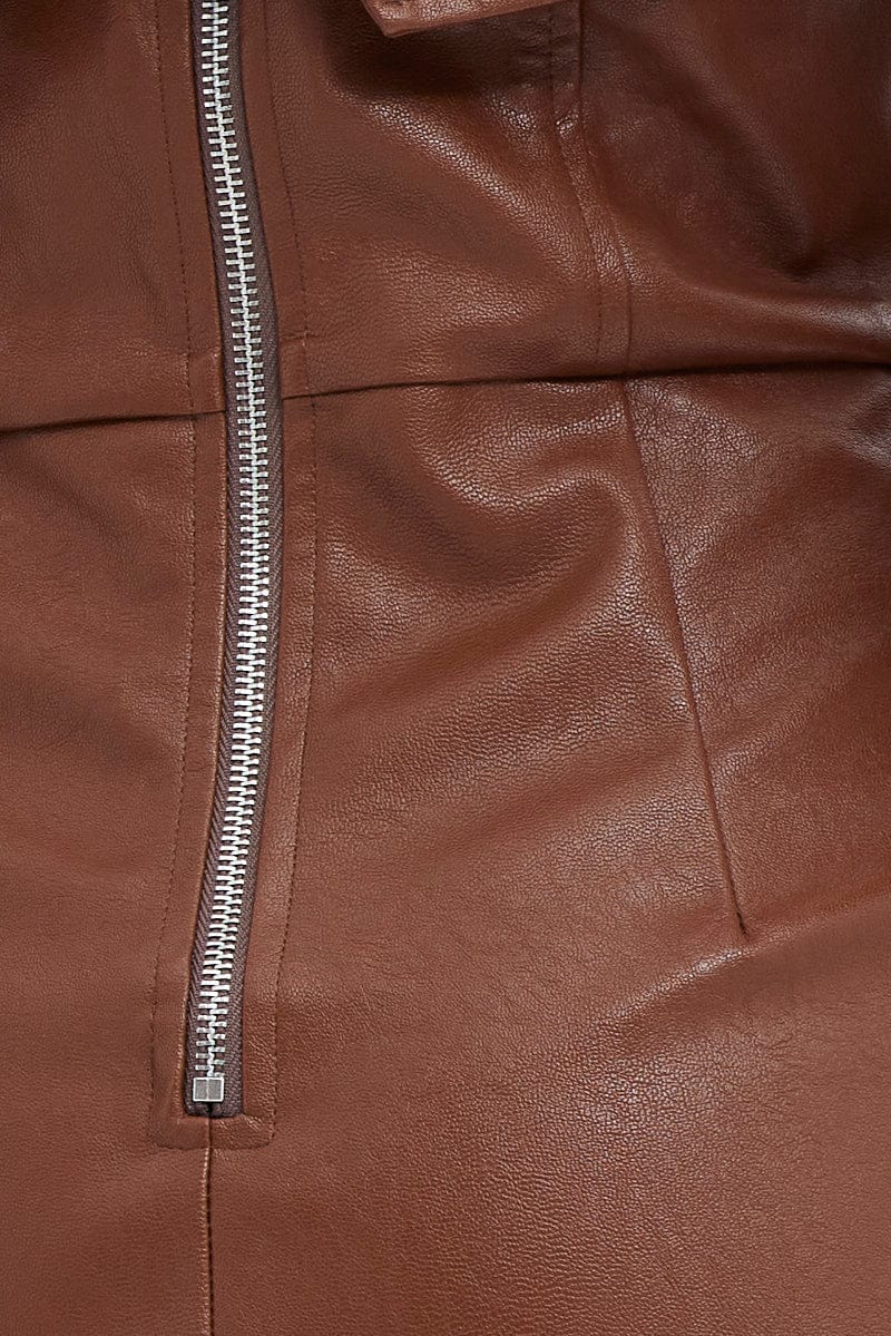 Brown Dress Boob Tube Bodycon Faux Leather - Image 6