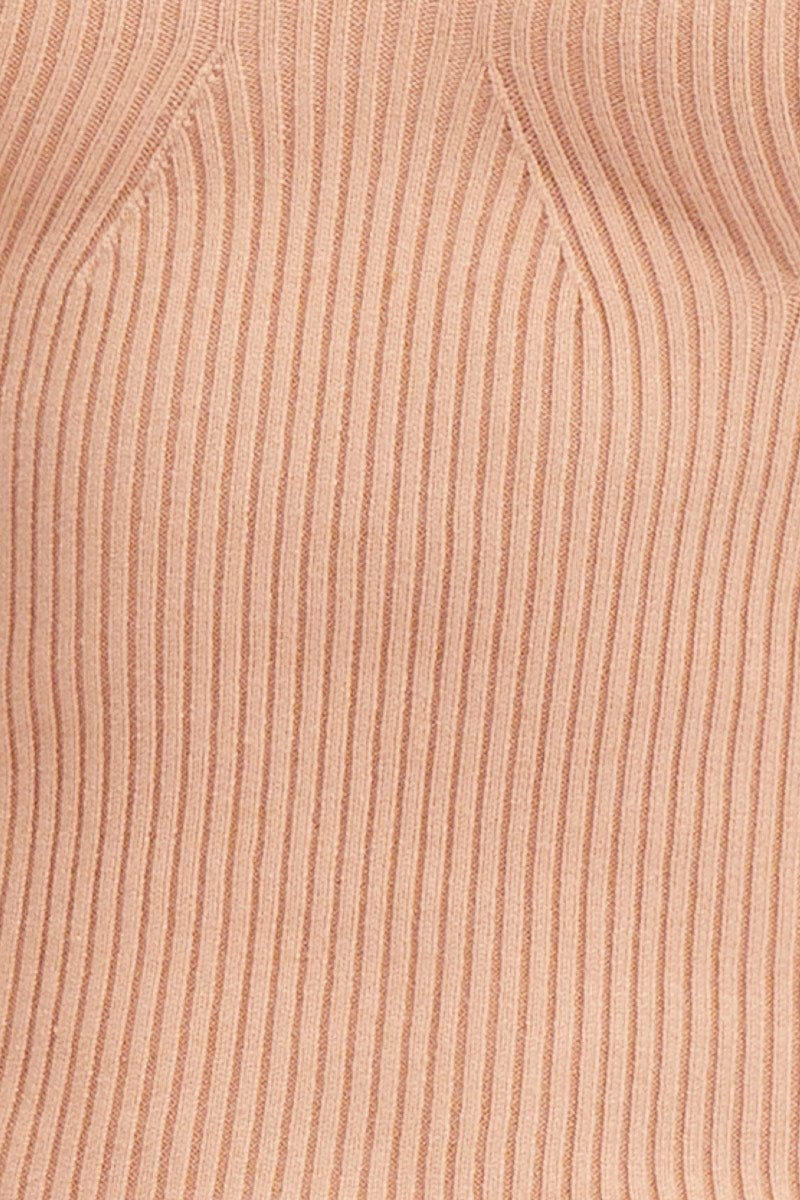 Brown Dress Long Sleeve Mini Sweetheart Knit - Image 6