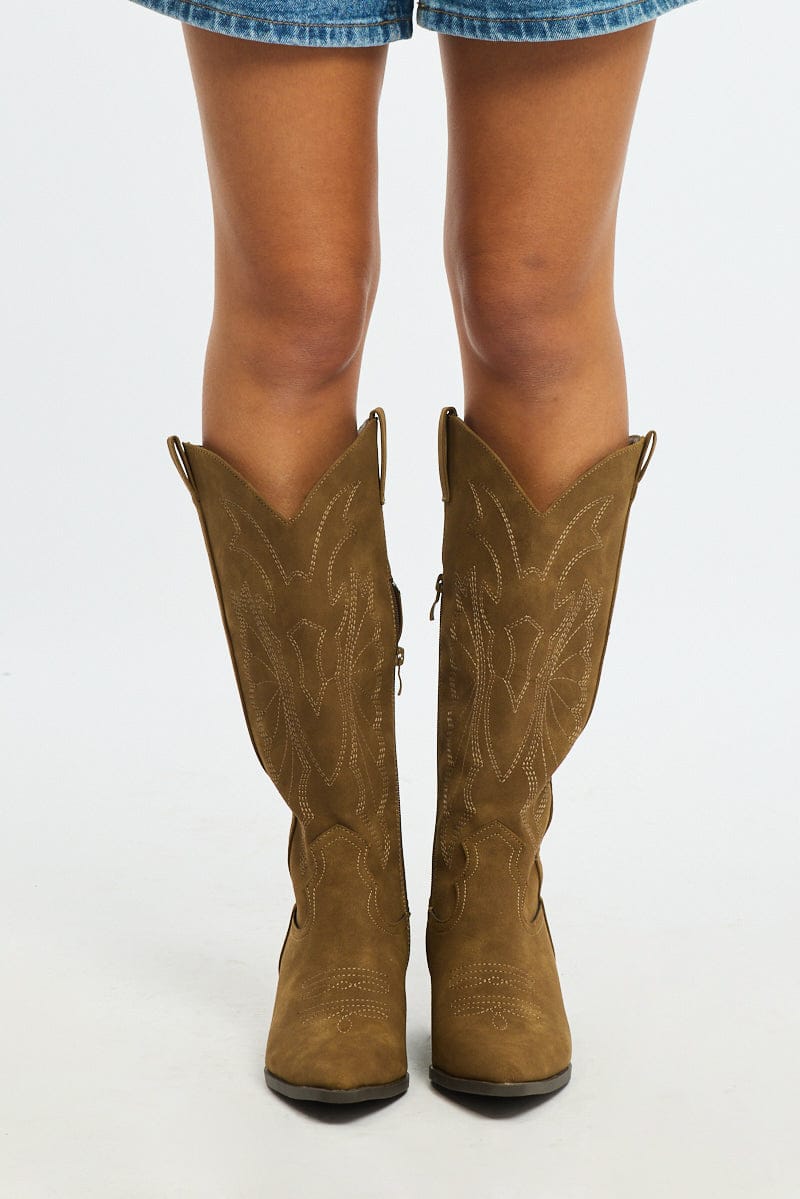 Brown Embroidered Western Cowboy Boots - Image 2