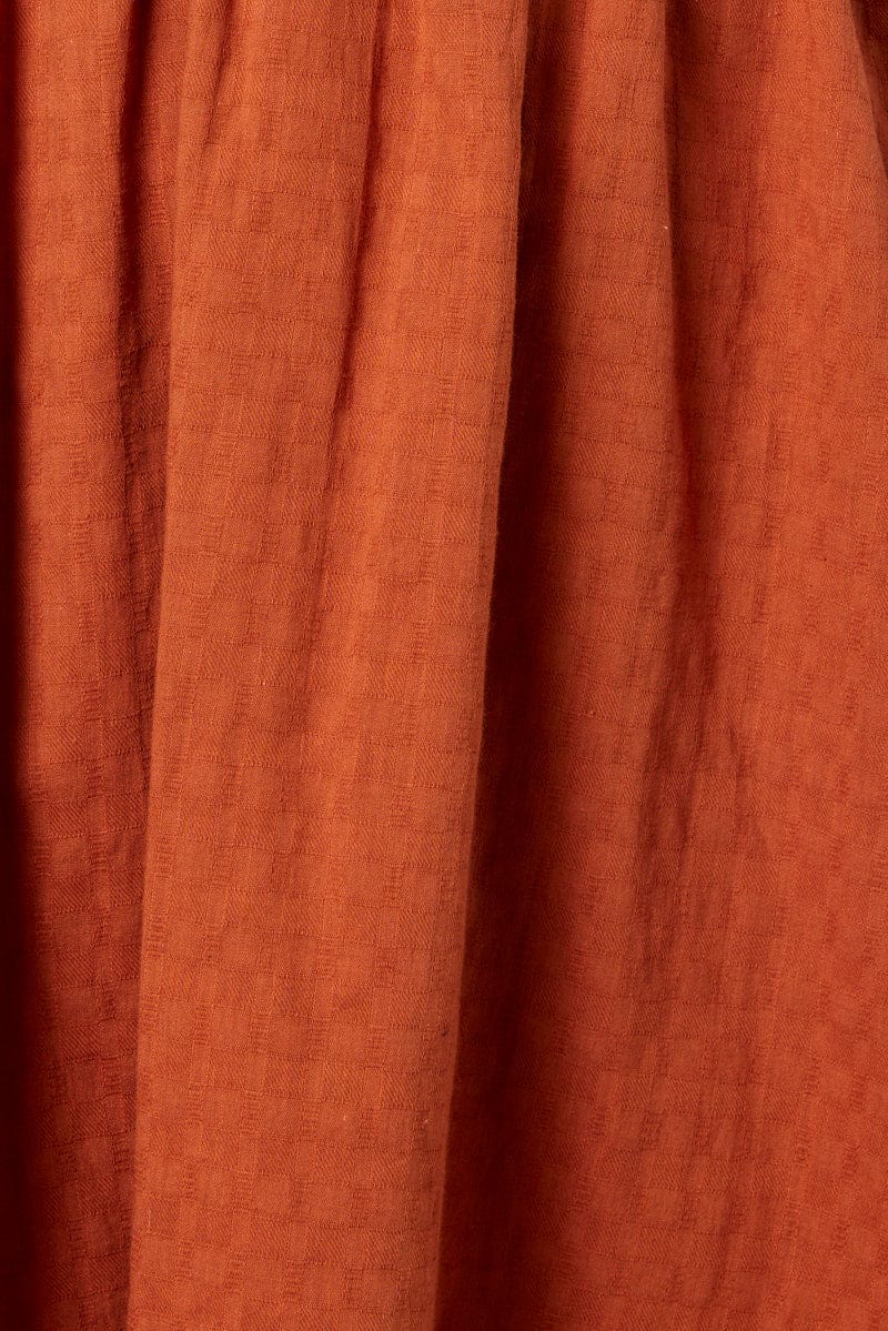 Brown Fit and Flare Dress Short Sleeve Textured - Image 6