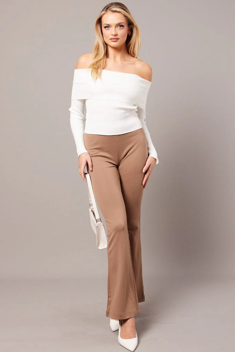 Brown Flare Leg Pants Ponte - Image 2