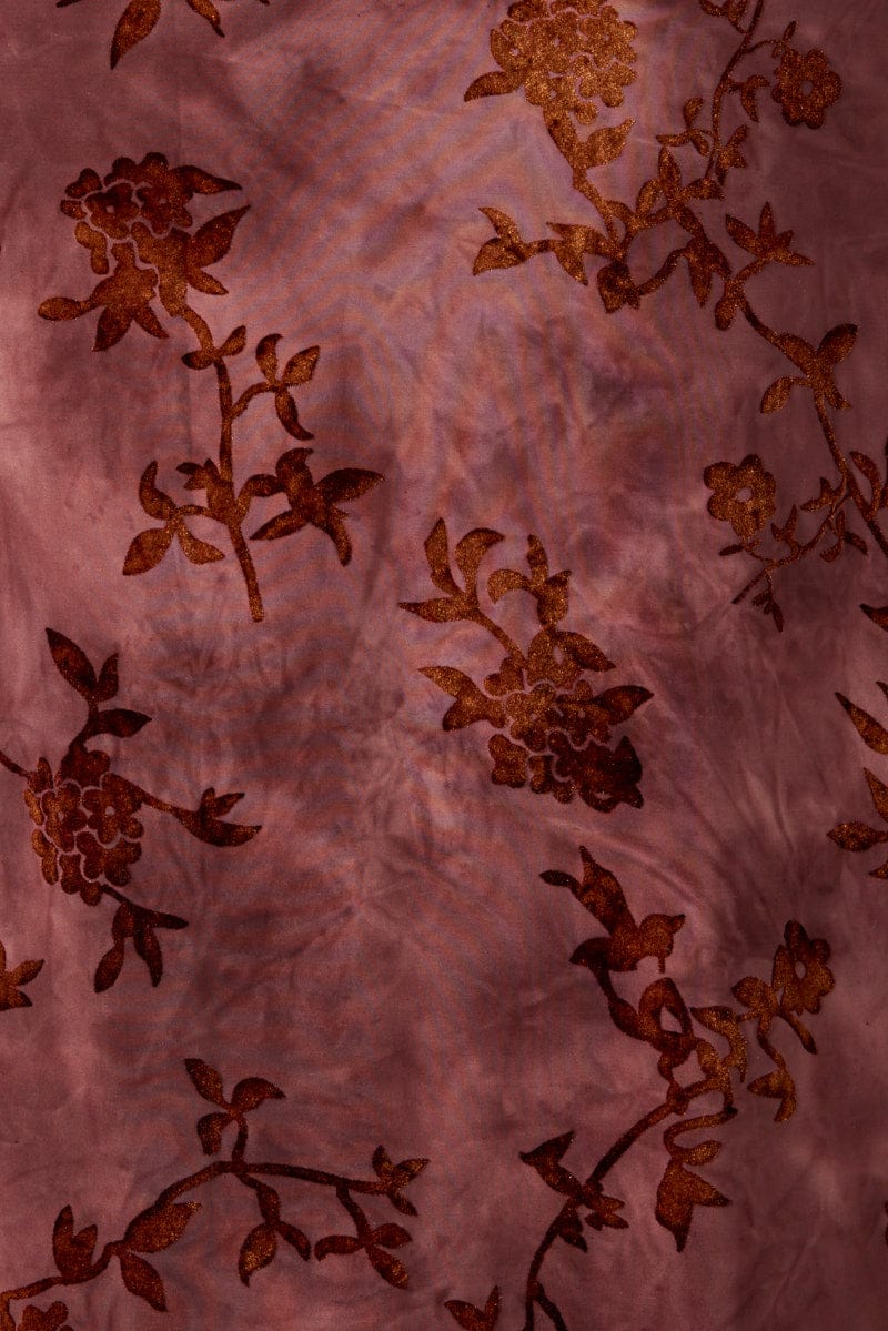 Brown Floral Slip Dress Cowl Neck Maxi Velvet Devore Dress - Image 6