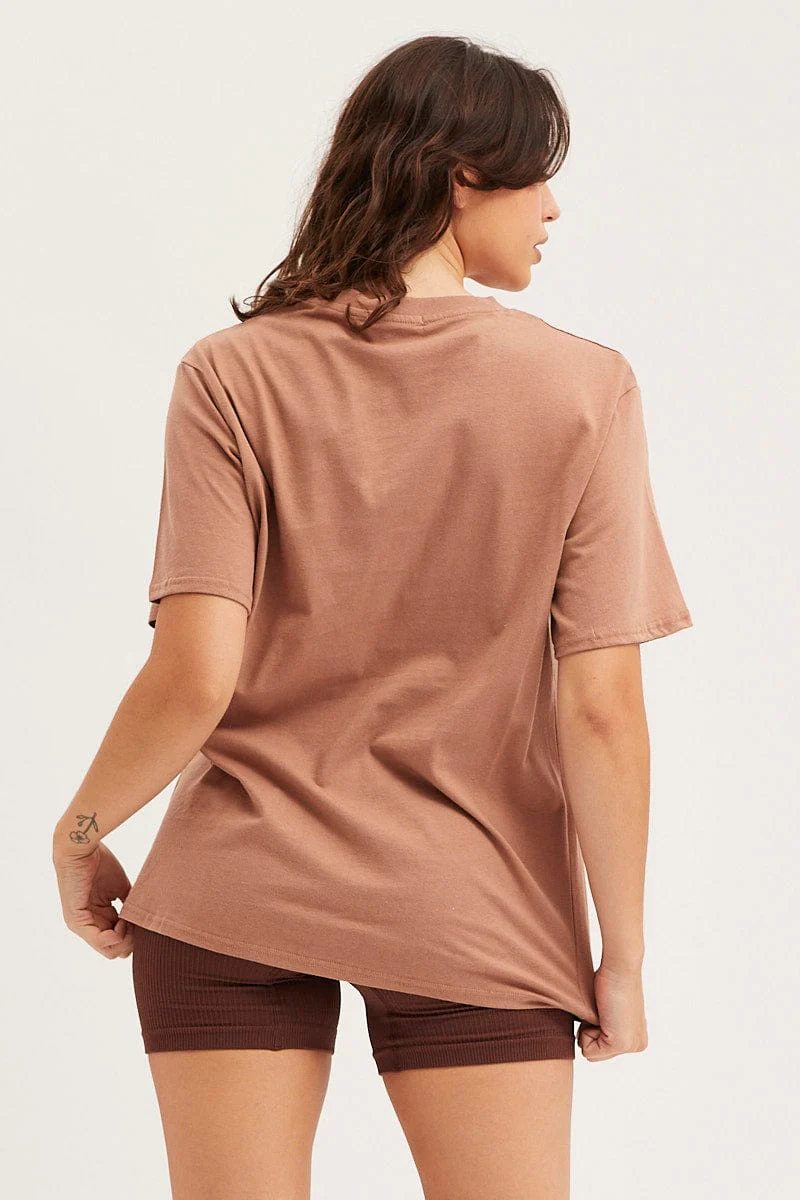 Brown Graphic T Shirt Embroided - Image 5