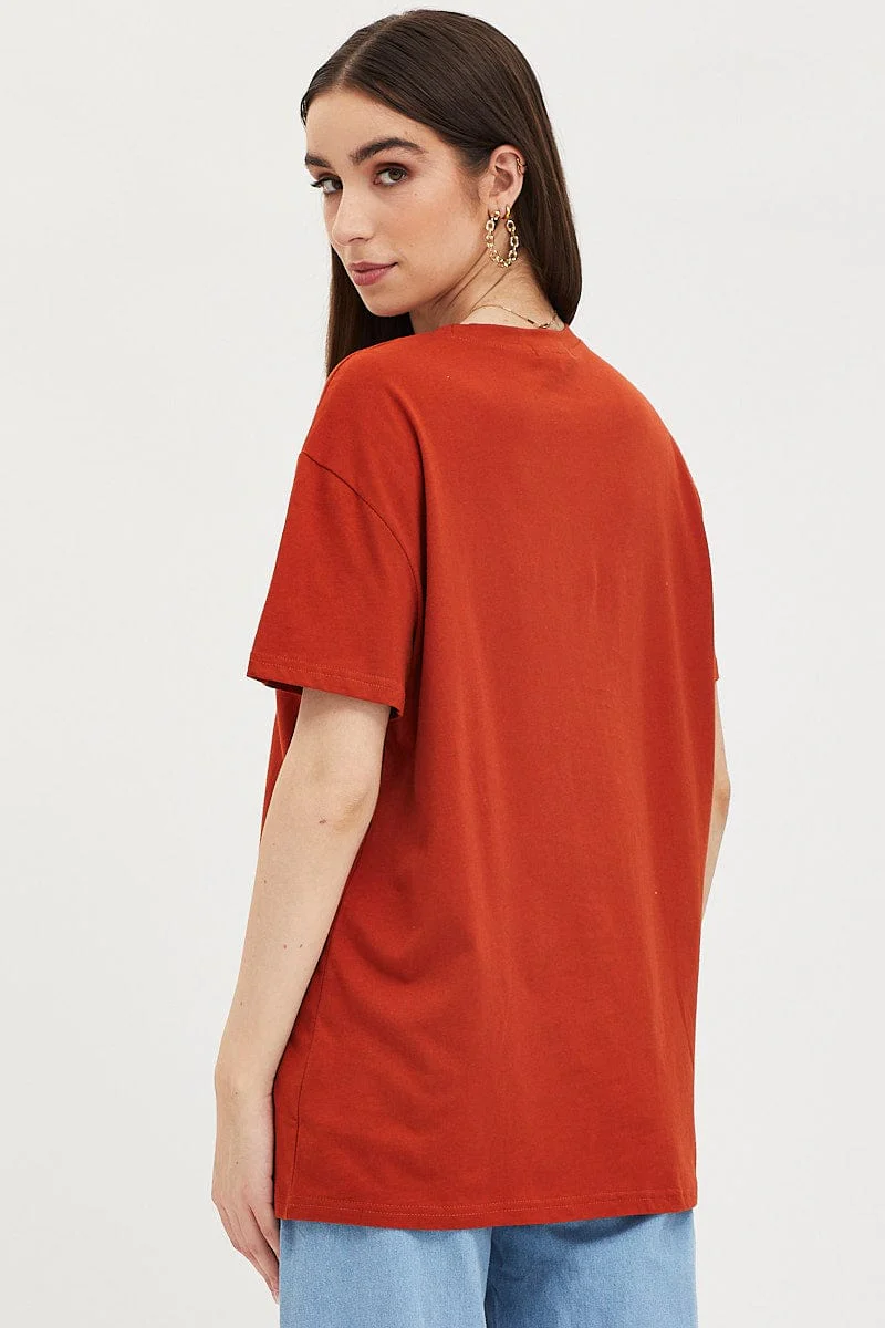 Brown Graphic T-Shirt Short Sleeve - Image 5
