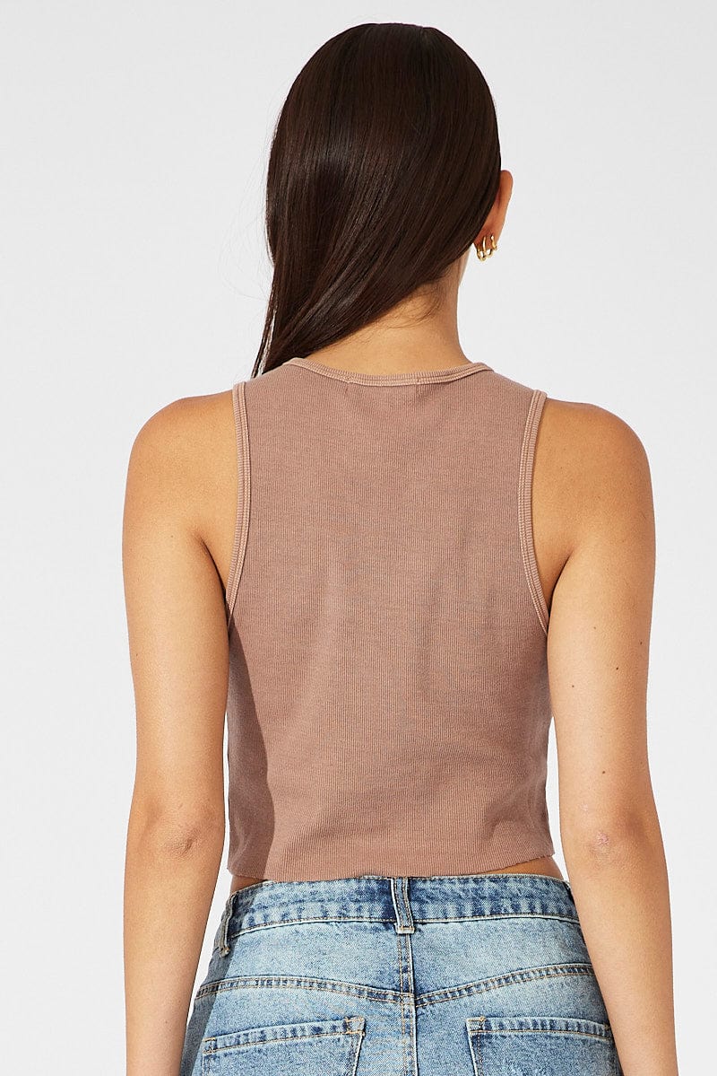 Brown Graphic Tank Sleeveless Washed - Image 5