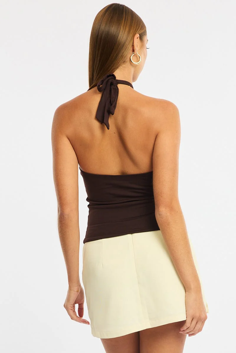Brown Halter Neck Top - Image 4