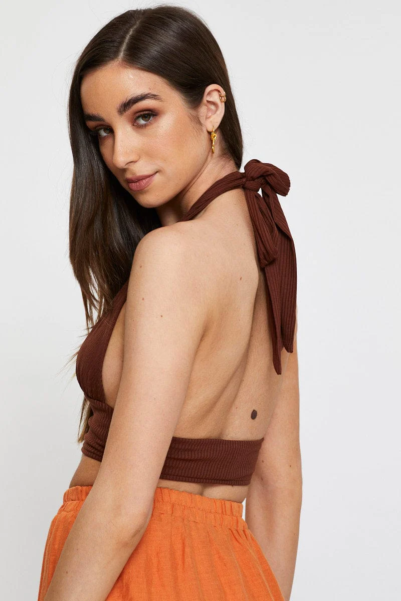 Brown Halter Top - Image 2