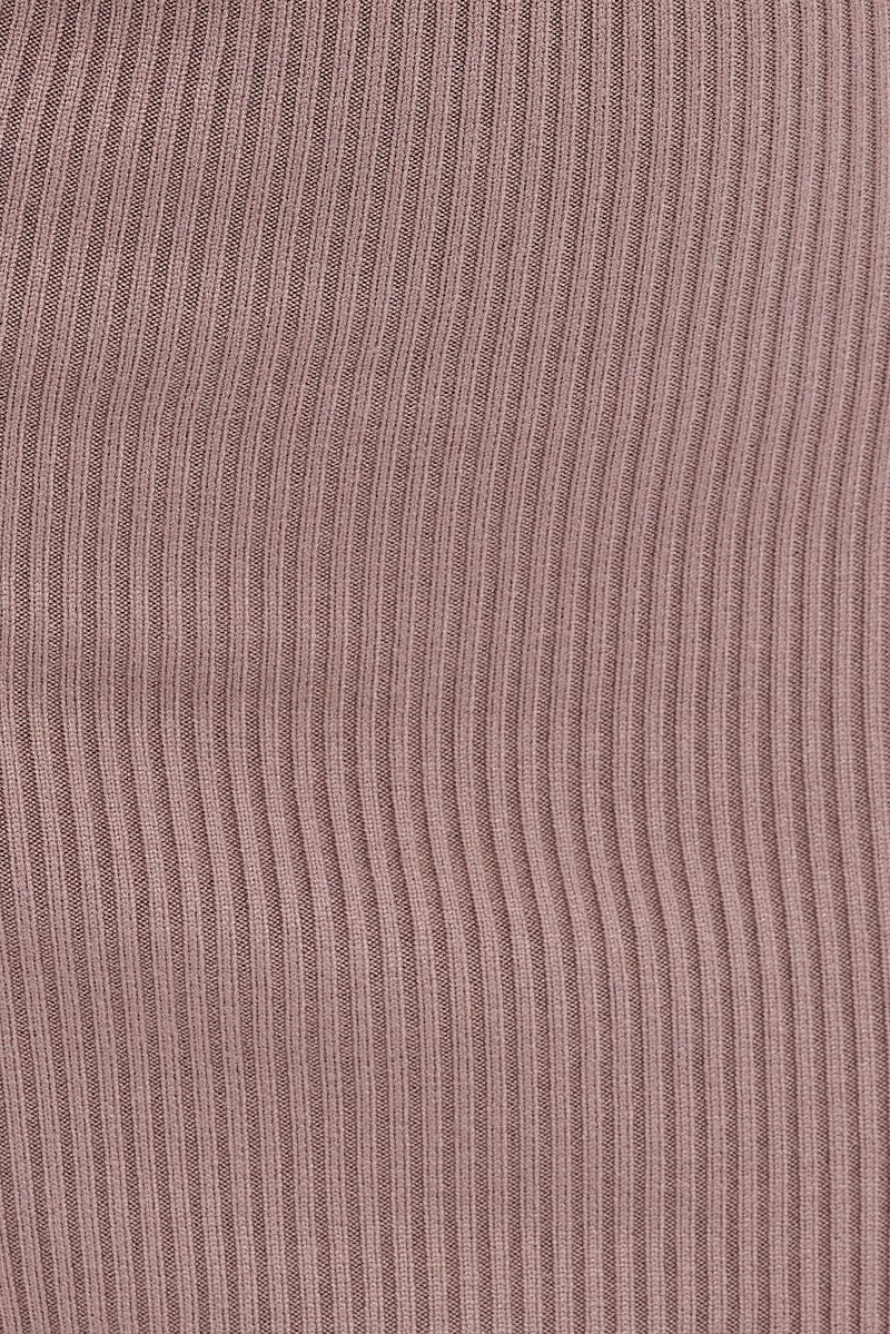 Brown Knit Dress Midi Long Sleeve Cut Out - Image 6