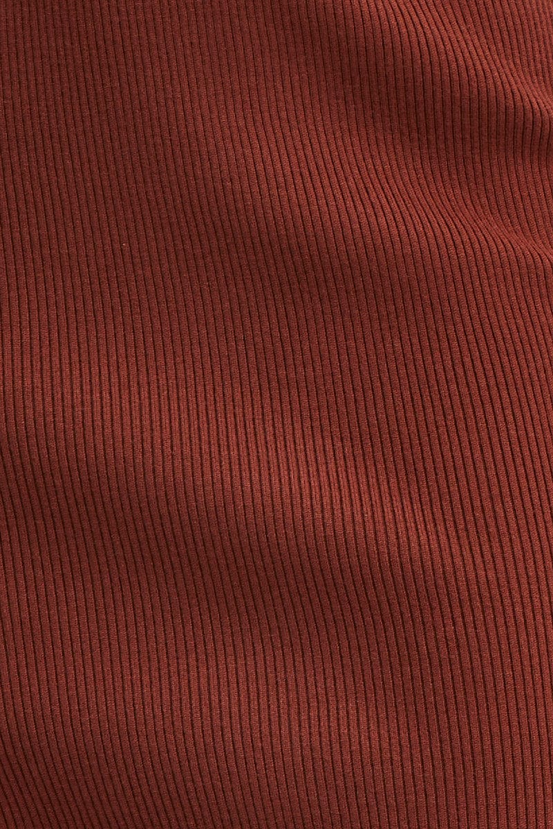 Brown Knit Skirt Midi Side Split - Image 6