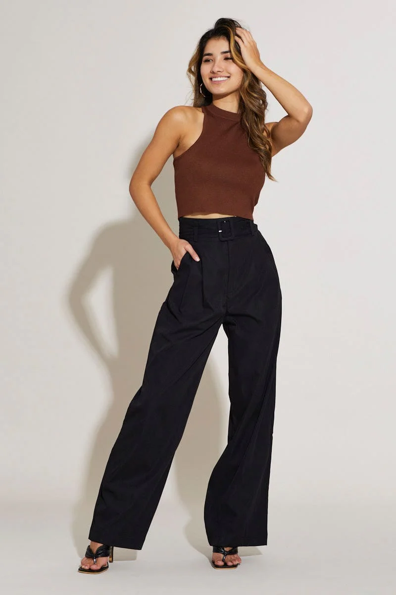 Brown Knit Top Sleeveless - Image 2