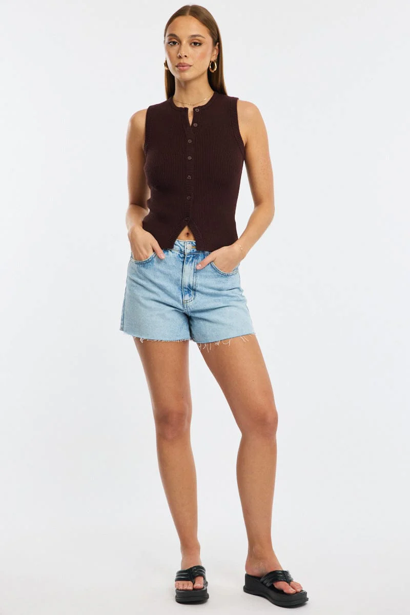 Brown Knit Vest Sleeveless - Image 2