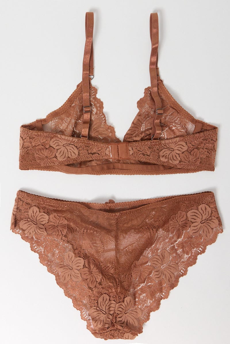 Brown Lace Lingerie Set - Image 2